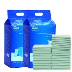 Disposable Changing Mats Green (Pack Of 60) 60cm X 90cm for Baby Soft Ultra Absorbent Waterproof Diaper Mess-Free Changing Mat Liners Baby Changing Mat Cover Bed Pads
