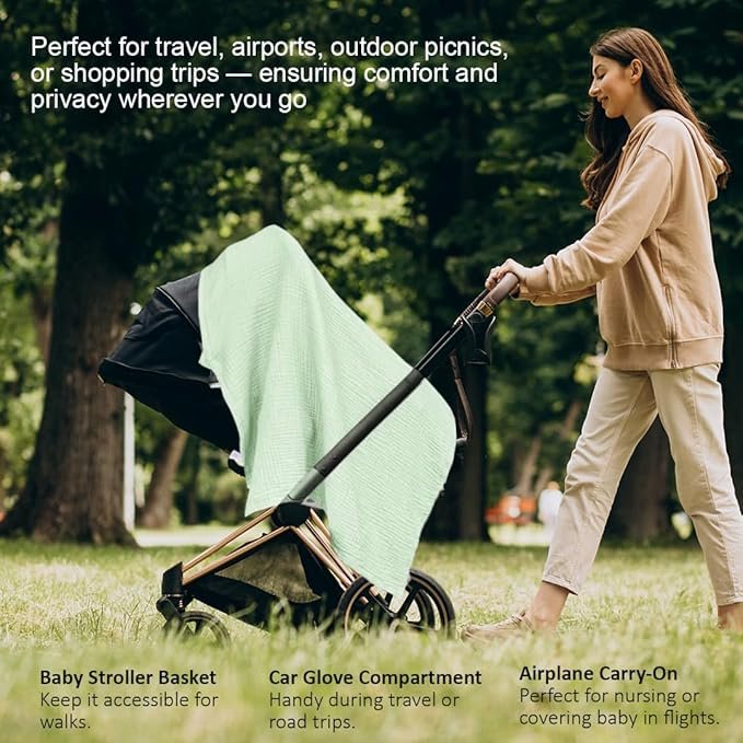 Nursing Breastfeeding Cover For Babies – Soft Breathable Cotton With Adjustable Neck Strap, Privacy For Moms, Lightweight & Stylish Nursing Shawl For Feeding In Public – Travel Friendly - Image 4