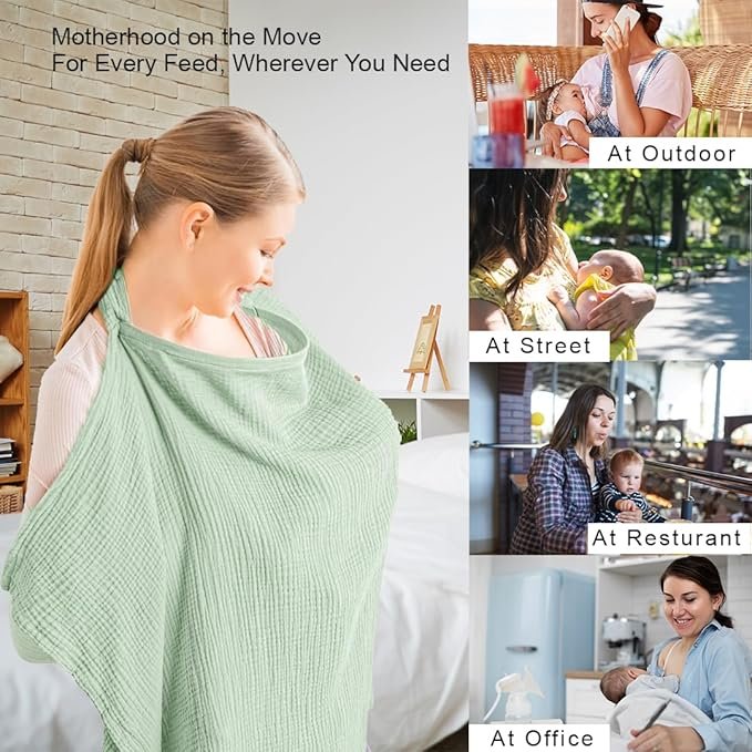 Nursing Breastfeeding Cover For Babies – Soft Breathable Cotton With Adjustable Neck Strap, Privacy For Moms, Lightweight & Stylish Nursing Shawl For Feeding In Public – Travel Friendly - Image 5
