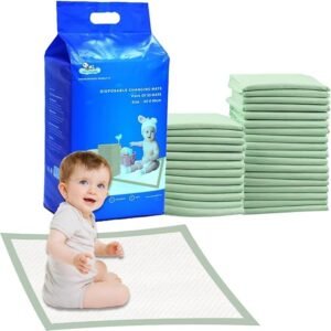 Cute 'n' Cuddle Disposable Changing Mats 60cm X 90cm for Baby Soft Ultra Absorbent Waterproof Diaper Mess-Free Changing Mat Liners (180, Green)