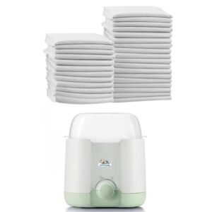 60 Disposable Changing Mats (60×45cm) + Electric Milk Warmer with Glass Dual Heating — Perfect for Home & Travel.