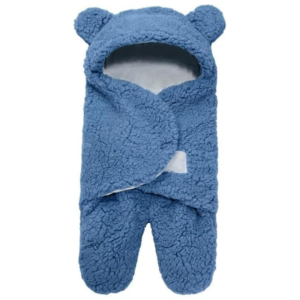Cute ‘n’ Cuddle Baby Swaddle Blanket Ultra-Soft Hooded Swaddling Wrap for Newborn Infant, Warm Fleece Receiving Blanket